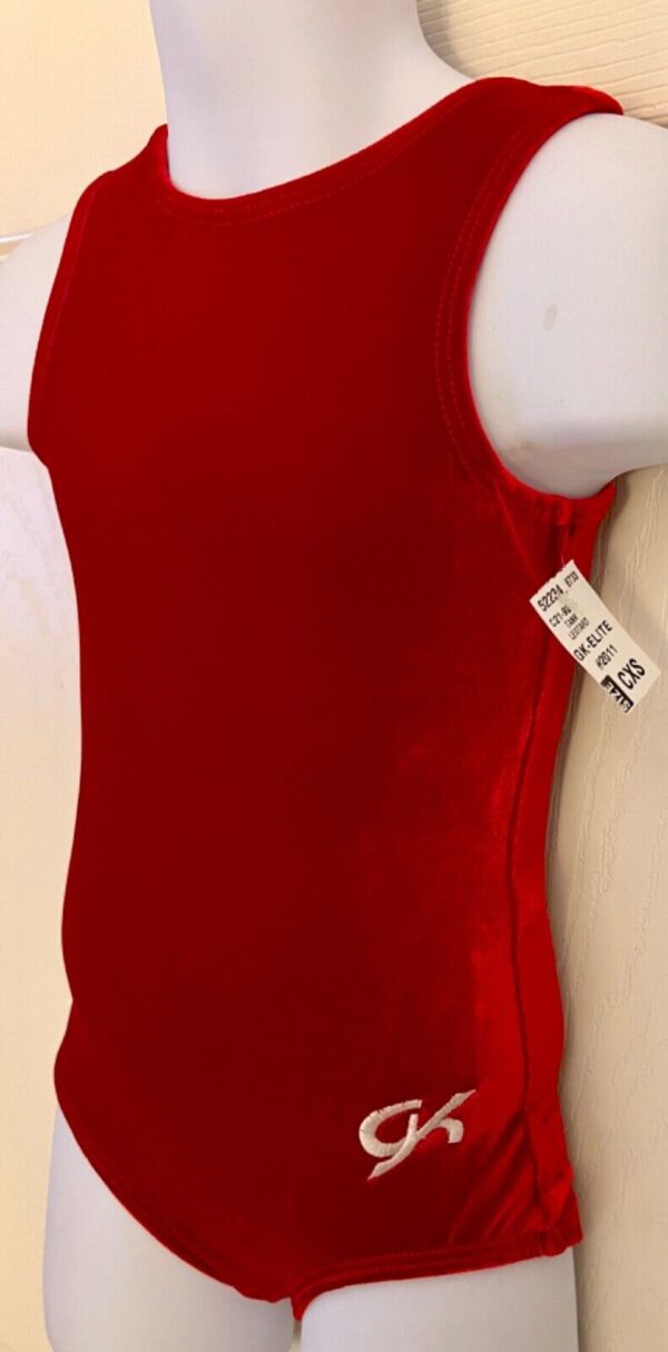 GK RICH RED CHILD X-SMALL CLASSIC VELVET BALLET DANCE GYM TANK LEOTARD SZ XS NWT - Image 2