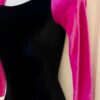 GK ADULT SMALL BLACK PINK VELVET LgSLV SQUARE NECK GYMNAST DANCE LEOTARD Sz AS - Image 2