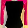GK ADULT SMALL BLACK PINK VELVET LgSLV SQUARE NECK GYMNAST DANCE LEOTARD Sz AS - Image 4