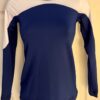 GK DRYTECH LADIES SMALL LgSLV NAVY & WHITE ATHLETIC CHEER DANCE FITNESS TOP Sz S