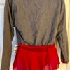 GK Elite GRAY CROP TOP LADIES LARGE LgSLV COTTON/SPANDEX RED VELVET TRIM Sz AL - Image 3