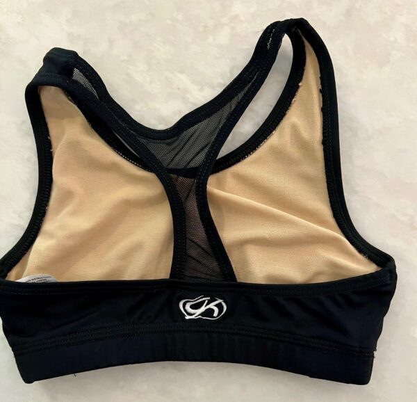 GK GIRLS MEDIUM BLACK NYLON SHEER RACERBACK CHEER DANCE GYMNASTICS TOP SZ M NWOT - Image 2