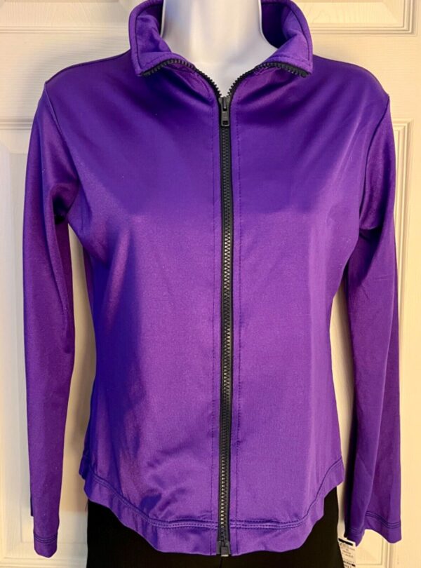 GK WARM UP JACKET ADULT SMALL PURPLE NYLON/SPANDEX ZIP FRONT GYM DANCE CHEER S