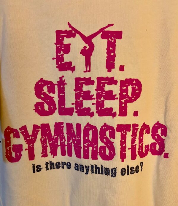 THE AUSSIE T CO. GK PINK â€œGYMNASTICSâ€¦â€ LADIES SMALL SSLV YELLOW COTTON T-SHIRT S