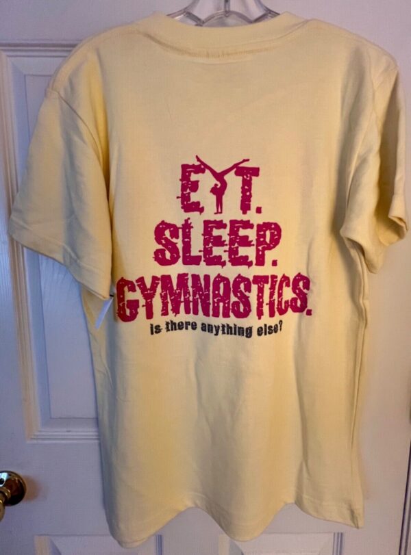 THE AUSSIE T CO. GK PINK â€œGYMNASTICSâ€¦â€ LADIES SMALL SSLV YELLOW COTTON T-SHIRT S - Image 4