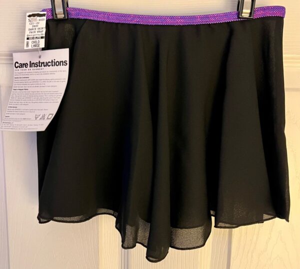 GK DANCE BALLET GIRLS LARGE CLASSIC FAUX WRAP GEORGETTE SKIRT PURPLE FOIL SZ L - Image 3