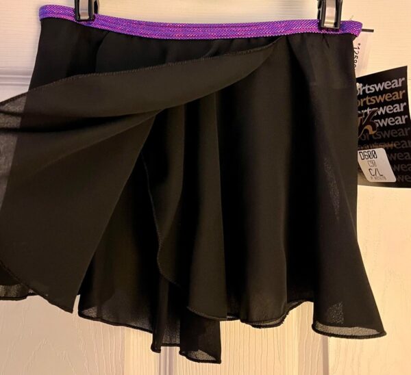 GK DANCE BALLET GIRLS LARGE CLASSIC FAUX WRAP GEORGETTE SKIRT PURPLE FOIL SZ L - Image 5