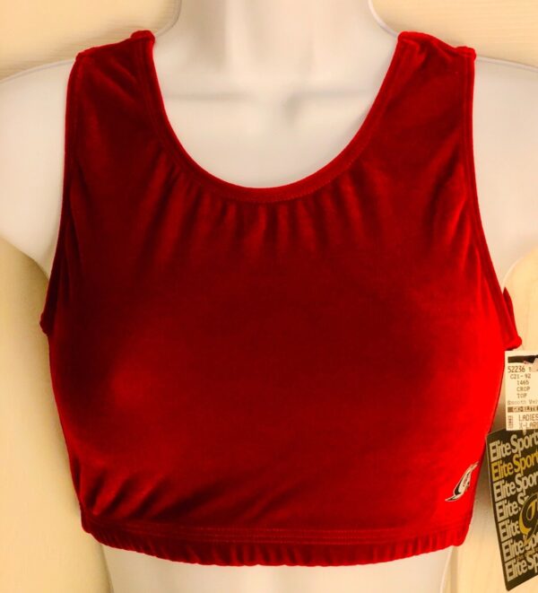 GK ELITE JAZZ DANCE CHEER ADULT X-LARGE RED VELVET TANK CROP TOP Sz AXL NWT!