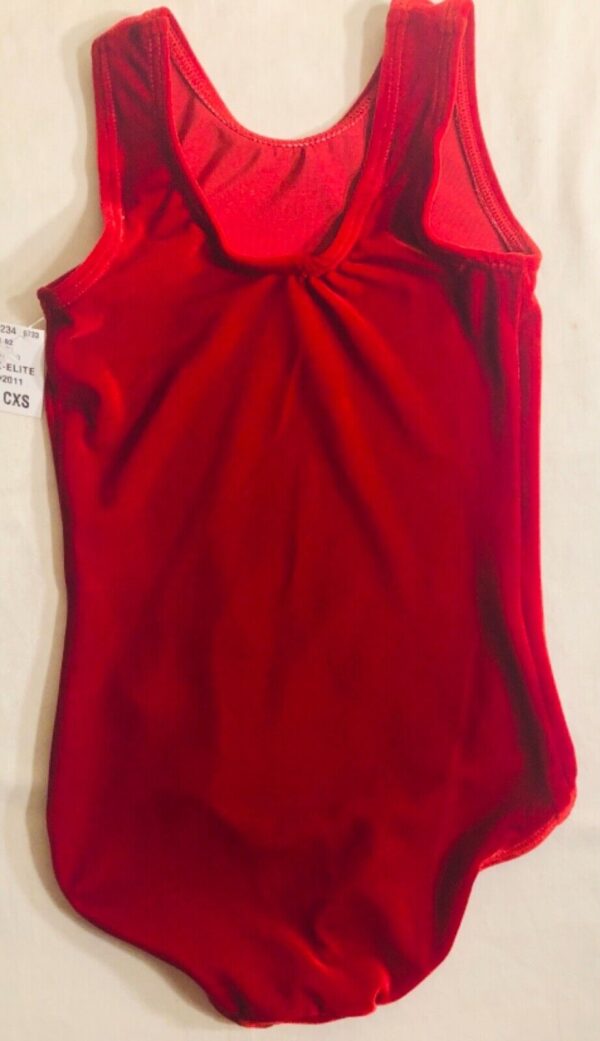 GK CLASSIC GIRLS X-SMALL RED VELVET SLVLS GYMNASTIC DANCE LEOTARD Sz CXS NWT! - Image 4