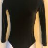 GK LgSLV ADULT SMALL BLACK VELVET SILVER FOIL TRIM GYMNASTIC DANCE LEOTARD Sz AS