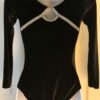 GK LgSLV ADULT SMALL BLACK VELVET SILVER FOIL TRIM GYMNASTIC DANCE LEOTARD Sz AS - Image 4