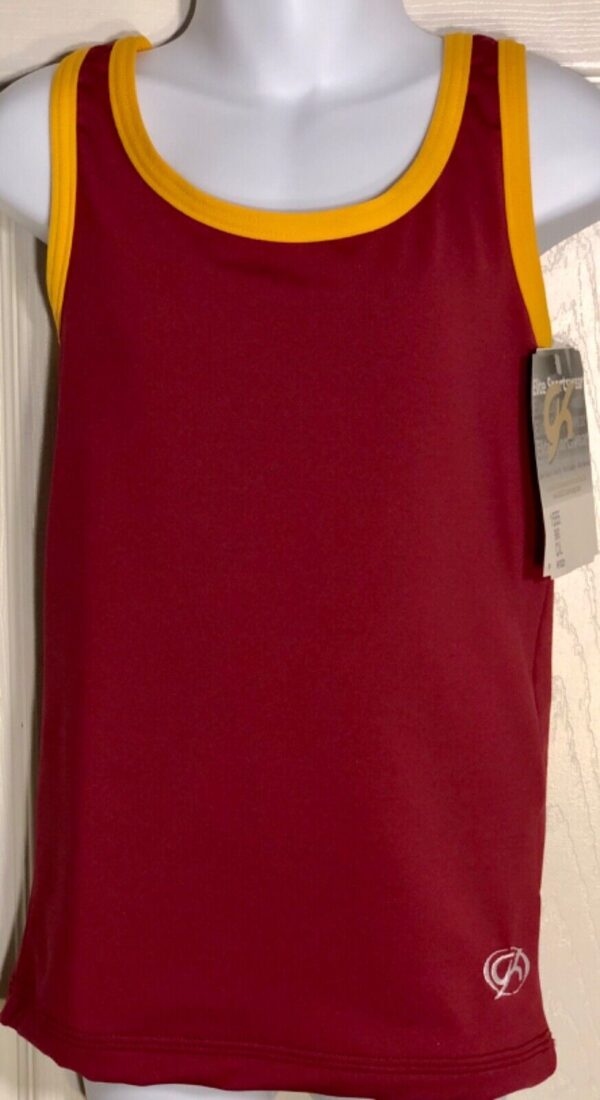 GK ELITE CHEER TOP CHILD LARGE BURGUNDY GOLD DRYTECH SPORT CAMISOLE Sz CL NWT! - Image 2