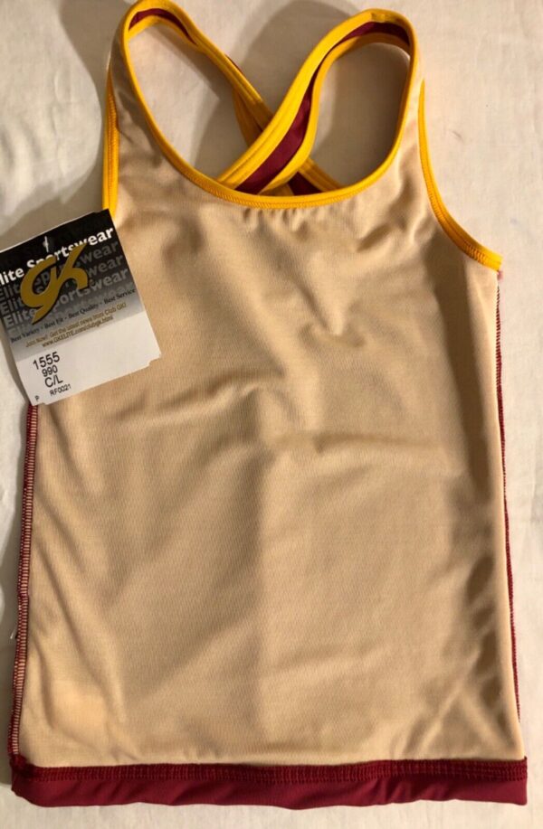 GK ELITE CHEER TOP CHILD LARGE BURGUNDY GOLD DRYTECH SPORT CAMISOLE Sz CL NWT! - Image 5