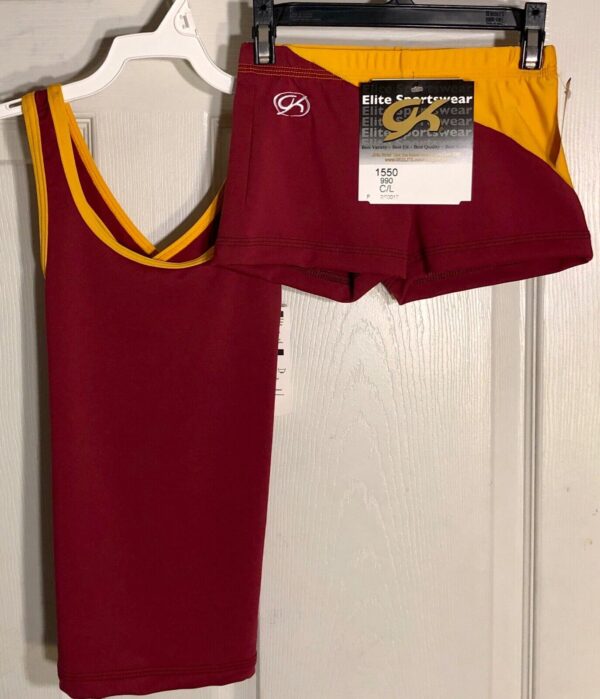 GK ELITE CHEER TOP CHILD LARGE BURGUNDY GOLD DRYTECH SPORT CAMISOLE Sz CL NWT! - Image 11