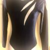 GK ADULT SMALL LgSLV NAVY VELVET SILVER FOIL RIBBONS GYMNAST DANCE LEOTARD Sz AS
