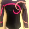 GK LgSLV LADIES SMALL NAVY FOIL PINK RIBBONS MESH GYMNASTICS DANCE LEOTARD Sz AS