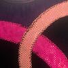 GK LgSLV LADIES SMALL NAVY FOIL PINK RIBBONS MESH GYMNASTICS DANCE LEOTARD Sz AS - Image 2