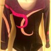 GK LgSLV LADIES SMALL NAVY FOIL PINK RIBBONS MESH GYMNASTICS DANCE LEOTARD Sz AS - Image 5