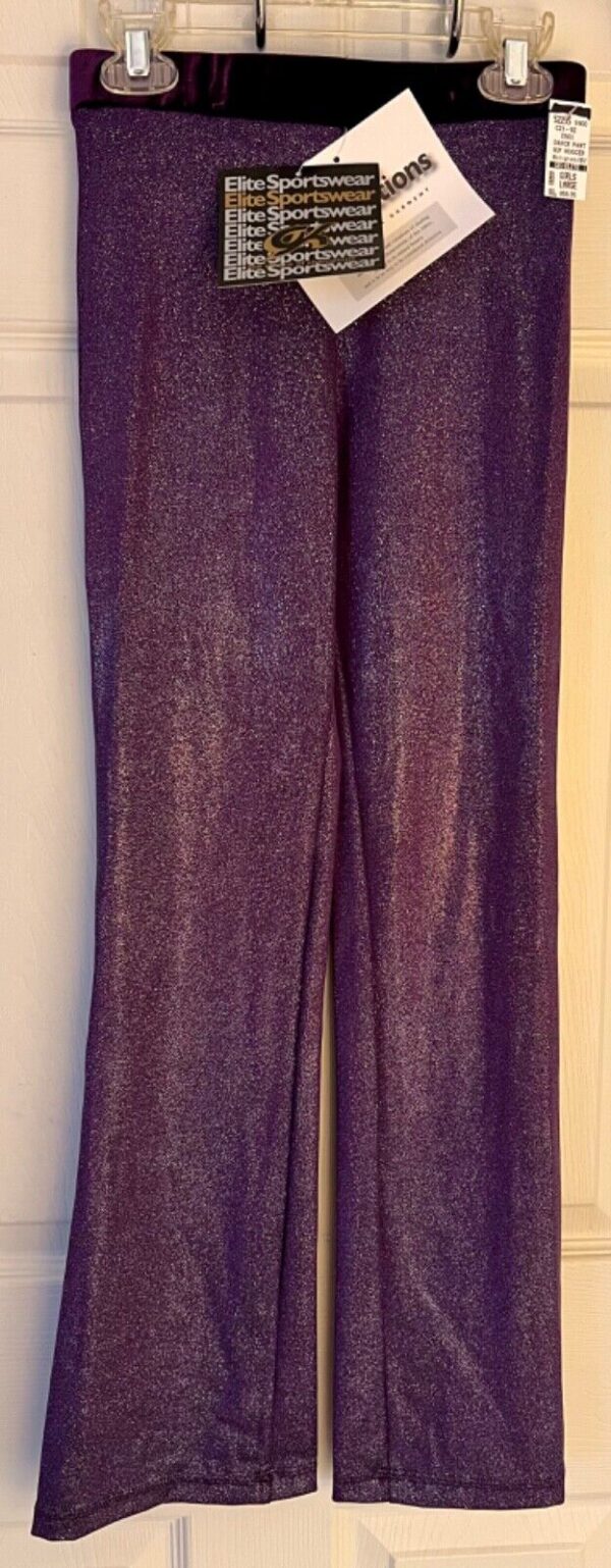 GK DANCE JAZZ PANTS CHILD LARGE PURPLE VELVET FOIL WAISTBAND HIP HUGGERS Sz CL - Image 3