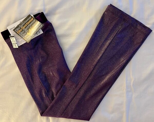 GK DANCE JAZZ PANTS CHILD LARGE PURPLE VELVET FOIL WAISTBAND HIP HUGGERS Sz CL - Image 6