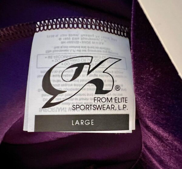 GK DANCE JAZZ PANTS CHILD LARGE PURPLE VELVET FOIL WAISTBAND HIP HUGGERS Sz CL - Image 8