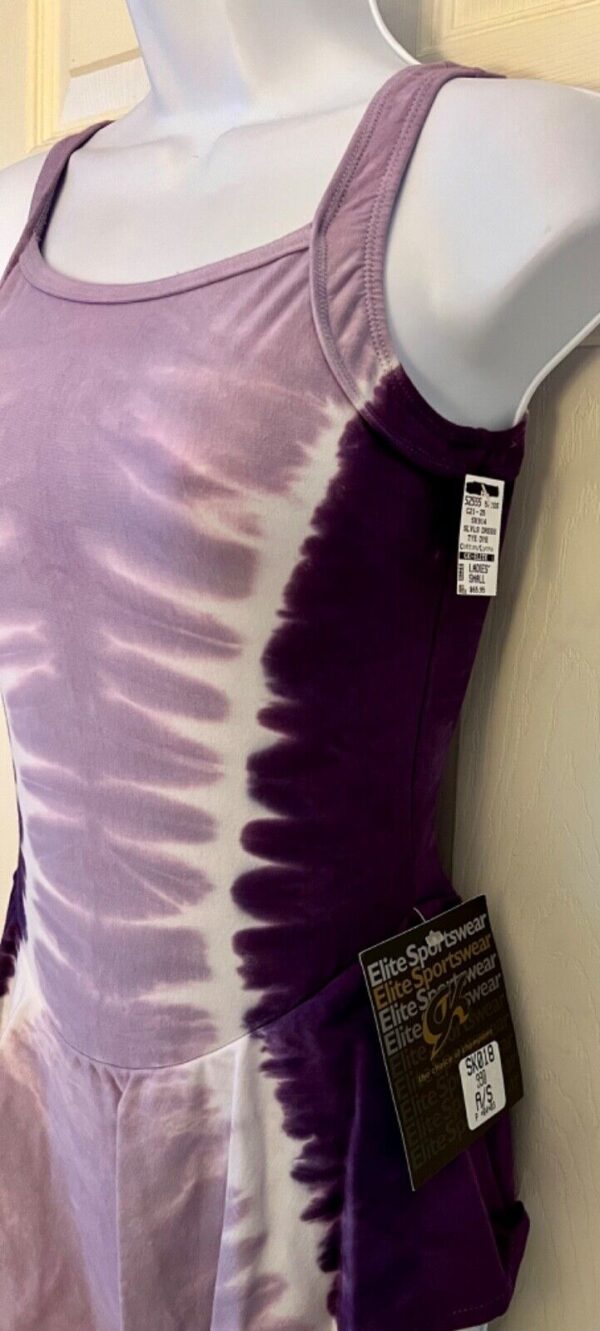 GK ICE SKATE PURPLE TIE-DYE ADULT SMALL SLVLS COTTON/SPAND CAMISOLE DRESS Sz AS - Image 5