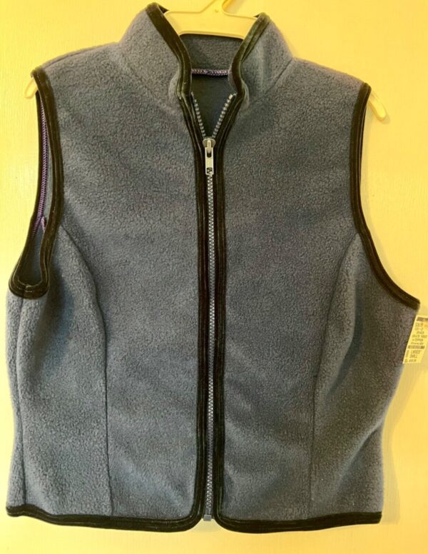 GK BLUE VEST ADULT SMALL POLYESTER FLEECE VELVET TRIM FRONT ZIP SKATE GYM Sz S - Image 6