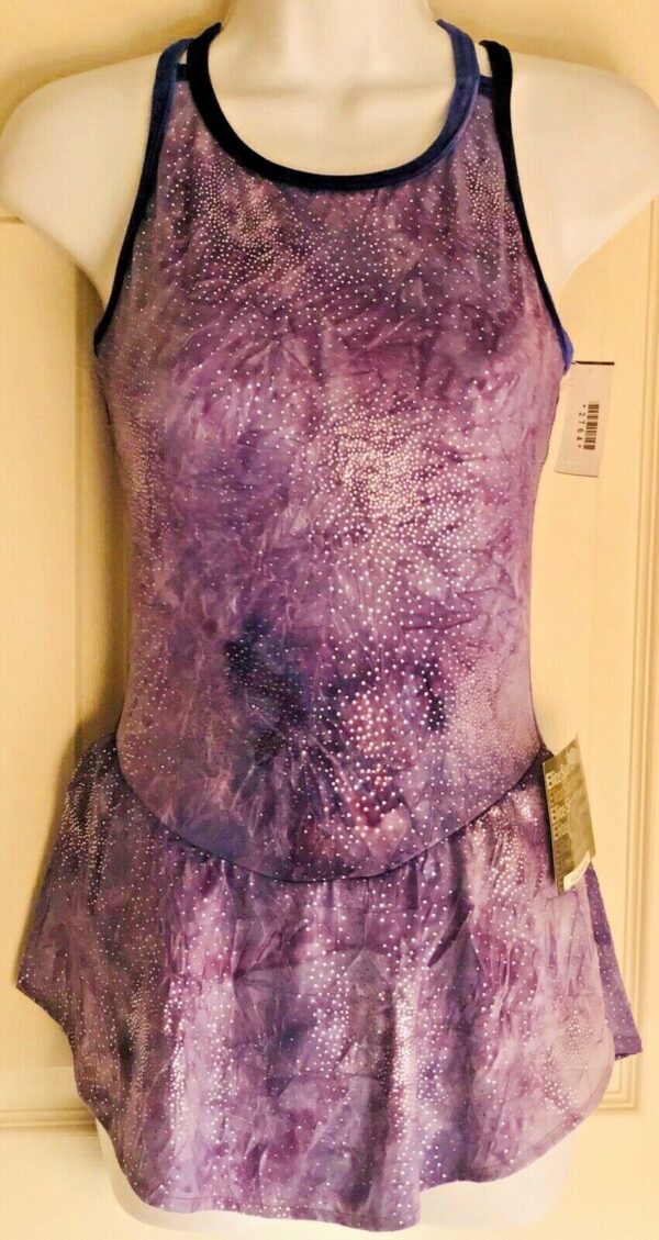 GK ELITE TIE-DYE PRINT FOIL DOT CAMISOLE FIGURE SKATE DRESS Sz AS