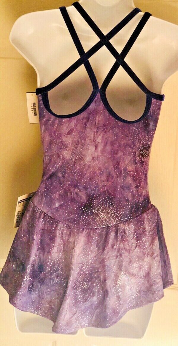 GK ELITE TIE-DYE PRINT FOIL DOT CAMISOLE FIGURE SKATE DRESS Sz AS - Image 2