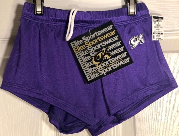 GK BOYS X-SMALL COMPETITION SHORTS PURPLE N/S GYMNASTICS RUNNING GYM Sz CXS NWT