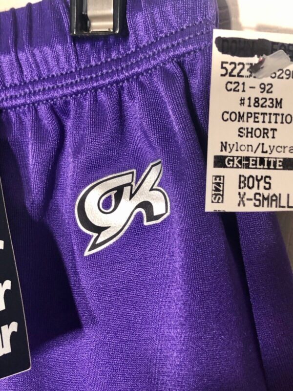 GK BOYS X-SMALL COMPETITION SHORTS PURPLE N/S GYMNASTICS RUNNING GYM Sz CXS NWT - Image 3