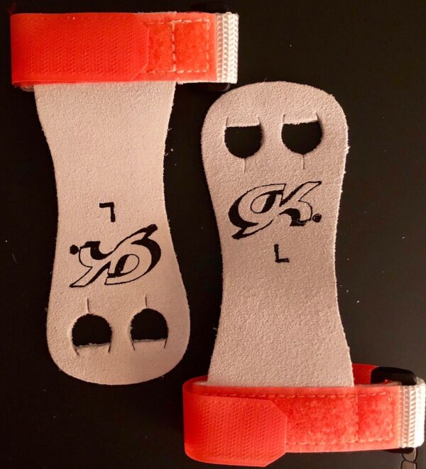 GK ELITE SPORTSWEAR HAND GRIPS WITH STRAP #GK32 ORANGE SIZE L