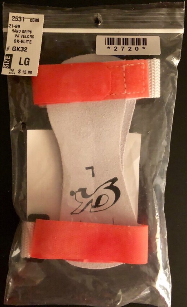 GK ELITE SPORTSWEAR HAND GRIPS WITH STRAP #GK32 ORANGE SIZE L - Image 2