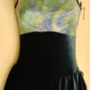 GK ICE FIGURE SKATE DRESS ADULT X-SMALL GREEN VELVET CAMISOLE FOIL TYE-DYE AXS