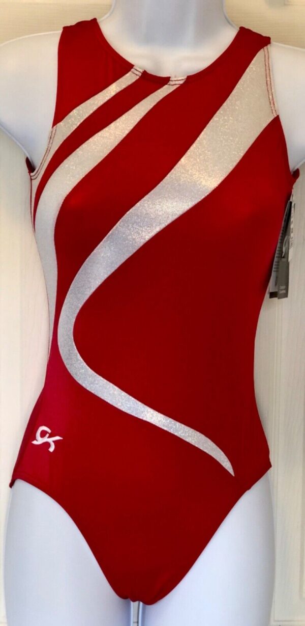 GK RED NY/SPAN ADULT X-SMALL WHITE OPAL GYMNASTICS DANCE TANK LEOTARD AXS NWT!