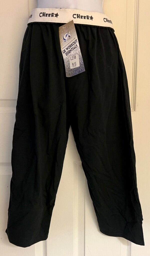 GK CHEER CAPRI PANTS SIZE LADIES SMALL COTTON ELASTIC CHEER WAIST BLACK AS NWT!