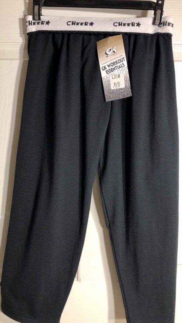 GK CHEER CAPRI PANTS SIZE LADIES SMALL COTTON ELASTIC CHEER WAIST BLACK AS NWT! - Image 3