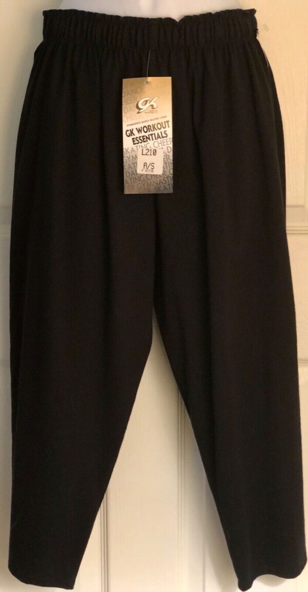 GK CHEER CAPRI PANTS SIZE LADIES SMALL COTTON ELASTIC CHEER WAIST BLACK AS NWT! - Image 5