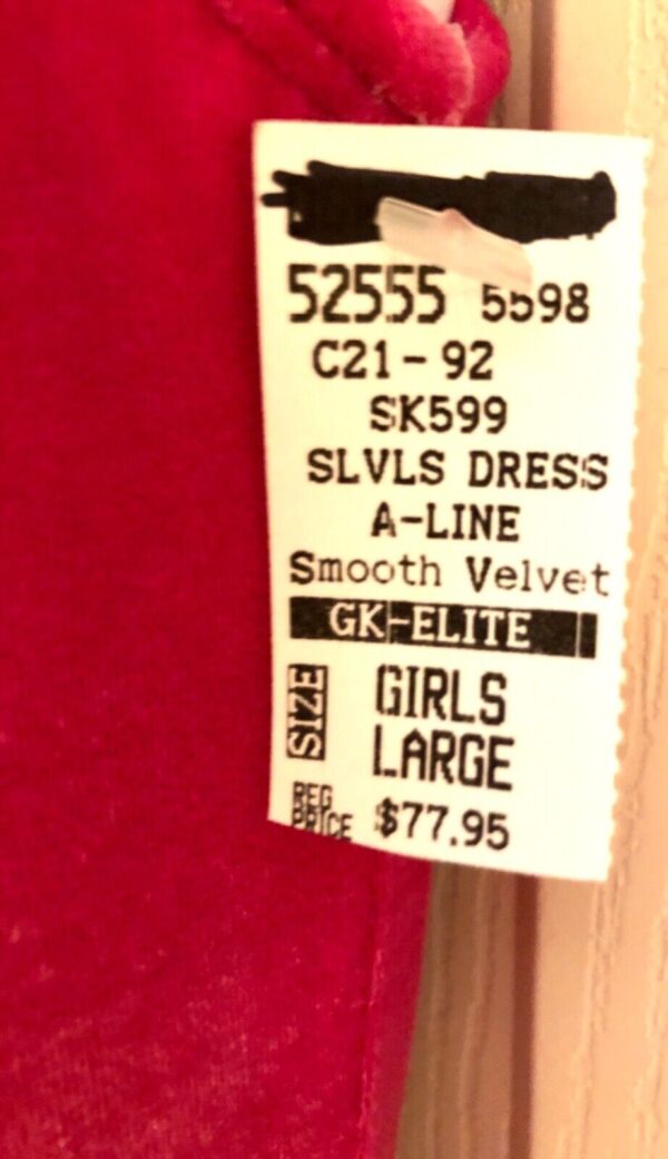 GK ICE SKATE GIRLS LARGE PEONY VELVET SLVLS A-LINE DRESS Sz CL WAS $77.00 NWT! - Image 7