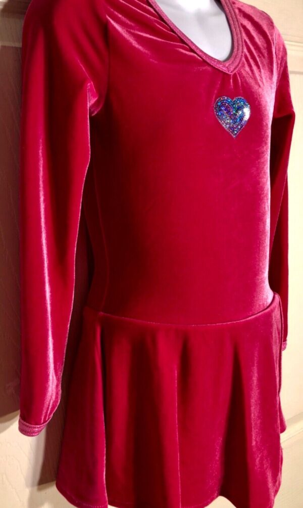 GK PEONY VELVET ICE FIGURE SKATE CHILD SMALL LgSLV HEART APPLIQUÃ‰ DRESS CS NWT - Image 5