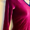 GK PURPLE VELVET LADIES SMALL 3/4 SLV BLUE VELVET TRIM SKATE DANCE CROP TOP Sz S - Image 3