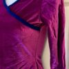 GK PURPLE VELVET LADIES SMALL 3/4 SLV BLUE VELVET TRIM SKATE DANCE CROP TOP Sz S - Image 4