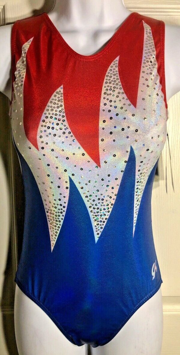 GK Elite Gymnastics Leotard ADULT XS BLAZING FREEDOM REPLICA ATHENS 2004 AXS