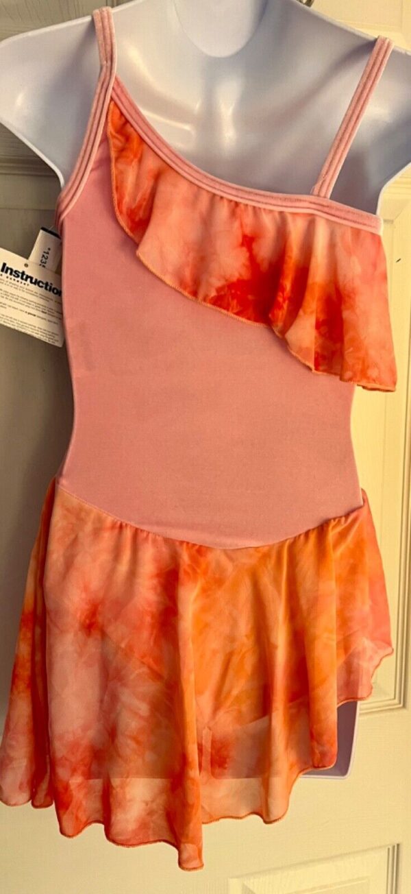 GK ICE FIGURE SKATE LgSLV CHILD LARGE PINK VELVET ASYM CAMISOLE DRESS Sz XS - Image 6