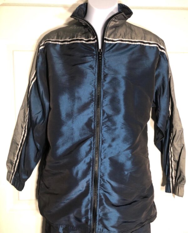 GK BLUE PEWTER IRIDESCENT CHILD MEDIUM GYMNASTIC ALL SPORT WARM UP JACKET CM NWT