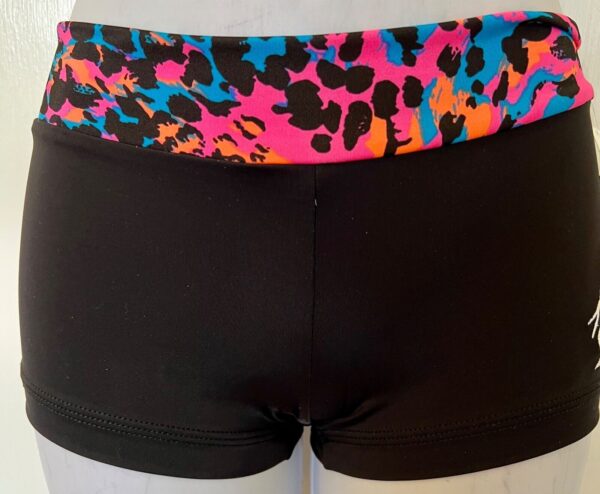 ALY RAISMAN ADULT X-SMALL FELINE FRENZY BLACK NYLON/SPANDEX GYMNAST SHORTS Sz XS - Image 2