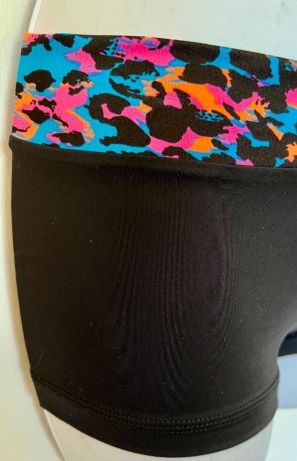 ALY RAISMAN ADULT X-SMALL FELINE FRENZY BLACK NYLON/SPANDEX GYMNAST SHORTS Sz XS - Image 3