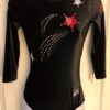 GK LgSLV LADIES SMALL BLACK VELVET STAR FOIL JA GYMNASTICS DANCE LEOTARD Sz AS