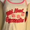 GK 'WILD ABOUT GYMNASTICS' ADULT MED WHITE COTTON PINK TRIM SPARKLE GRAPHIC Sz M