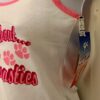 GK 'WILD ABOUT GYMNASTICS' ADULT MED WHITE COTTON PINK TRIM SPARKLE GRAPHIC Sz M - Image 5